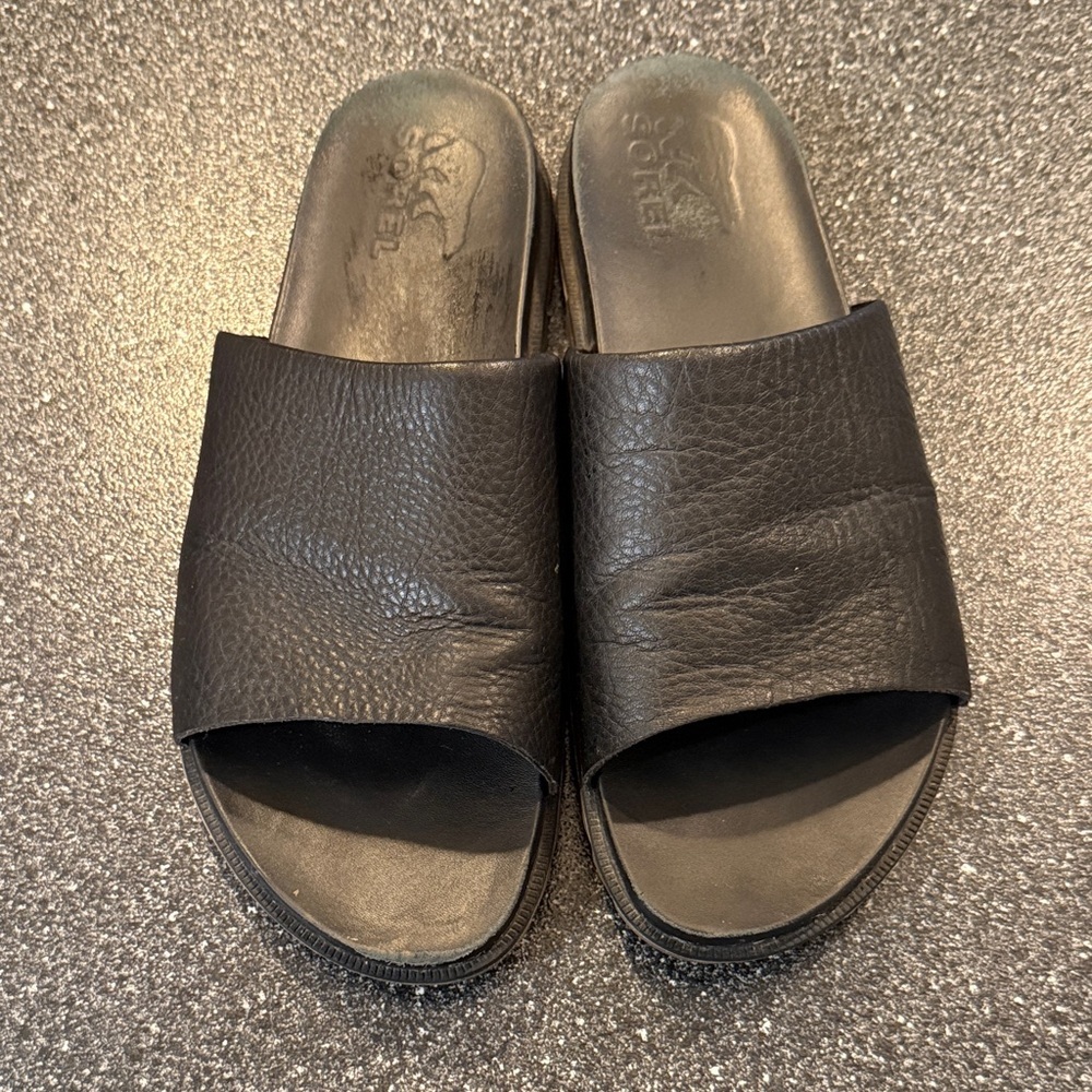 Sorel Women's Black Leather Sandals - size 9.5
